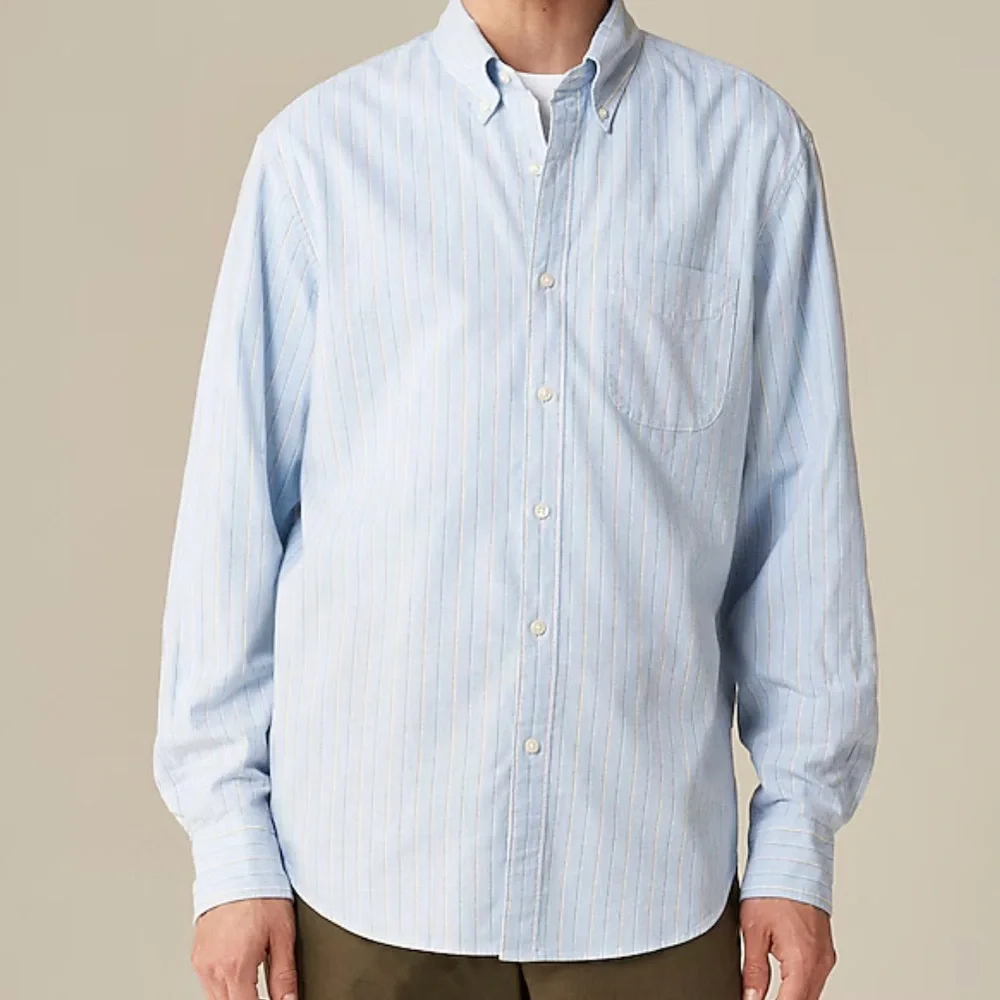 J.Crew Broken-In Oxford Pink Stripe Men’s L Preppy Classic Slim Fit